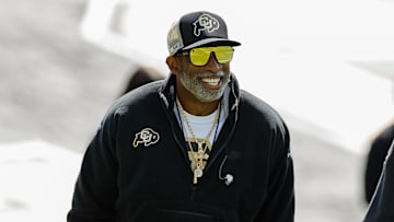 Apr 19, 2025; Boulder, CO, USA; Colorado Buffaloes head coach Deion Sanders during the spring game at Folsom Field. Mandatory Credit: Isaiah J. Downing-Imagn Images