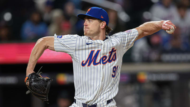 Apr 26, 2024; New York City, New York, USA; New York Mets relief pitcher Josh Walker (91) delivers a pitch in the sixth inning against the St. Louis Cardinals at Citi Field. Mandatory Credit: Vincent Carchietta-USA TODAY Sports