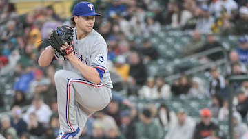 Apr 24, 2025; West Sacramento, California, USA; Texas Rangers pitcher Jacob deGrom (48) throws a pitch against the Athletics during the first inning at Sutter Health Park. Mandatory Credit: Ed Szczepanski-Imagn Images