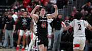 Feb 3, 2024; Lubbock, Texas, USA;  Cincinnati Bearcats guard Simas Lukosius (41) reacts after the game against the Texas Tech Red Raiders at United Supermarkets Arena. Mandatory Credit: Michael C. Johnson-Imagn Images