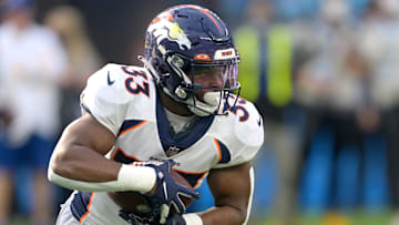 Jan 2, 2022; Inglewood, California, USA; Denver Broncos running back Javonte Williams (33) carries