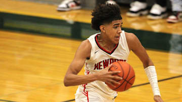 Newport sophomore Taylen Kinney races to the basket during the Ohio Valley Hoops Classic Dec. 1, 2023, at Mason's high school gymnasium.