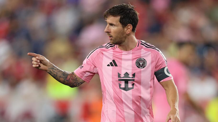 Inter Miami star Lionel Messi may have went a little overboard during his celebration of his team's last-second goal against Atlas in Wednesday night's Leagues Cup match. | Vincent Carchietta-Imagn Images