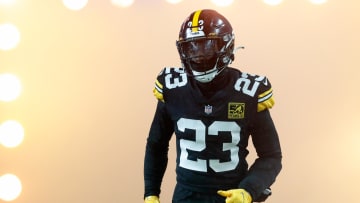 Dec 24, 2022; Pittsburgh, Pennsylvania, USA;  Pittsburgh Steelers safety Damontae Kazee (23) takes the field against the Las Vegas Raiders at Acrisure Stadium. Mandatory Credit: Charles LeClaire-USA TODAY Sports