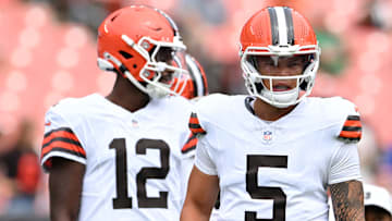 Cleveland Browns QBs Dillon Gabriel, Shedeur Sanders