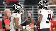 Atlanta Falcons running back Bijan Robinson and quarterback Michael Penix Jr. 