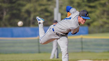 U-32 senior Owen Kellington fires a pitch vs. Lamoille in East Montpelier on Tuesday, May 18, 2021.

Bur Owen Kellington U32 Baseball 6