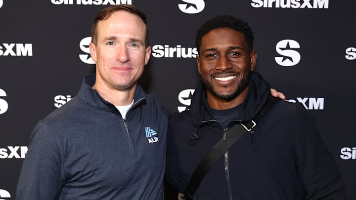Drew Brees and Reggie Bush with SiriusXM at Super Bowl LIX – Feb 6