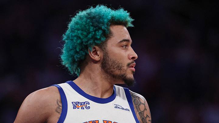 Mar 22, 2026; New York, New York, USA; New York Knicks forward Jeremy Sochan (20) looks back during the second half against the Washington Wizards at Madison Square Garden. Mandatory Credit: Vincent Carchietta-Imagn Images