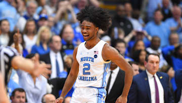 Mar 9, 2019; Chapel Hill, NC, USA; North Carolina Tar Heels guard Coby White (2) reacts in the second half at Dean E. Smith Center. Mandatory Credit: Bob Donnan-Imagn Images