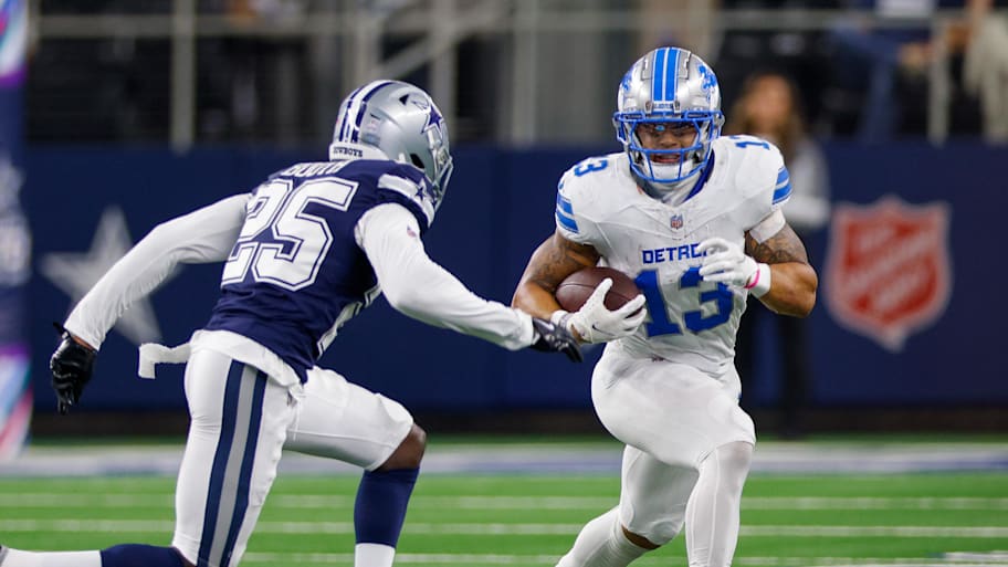 Detroit Lions running back Craig Reynolds (13) is pursued by Dallas Cowboys cornerback Andrew Booth Jr. (25)  | Andrew Dieb-Imagn Images