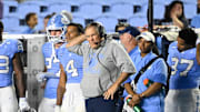 North Carolina Tar Heels head coach Bill Belichick on the sidelines in the fourth quarter at Kenan Stadium. Mandatory Credit: Bob Donnan-Imagn Images