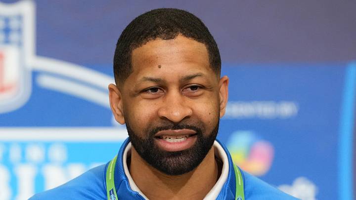 Feb 24, 2026; Indianapolis, IN, USA; Cleveland Browns general manager Andrew Berry speaks at the NFL Scouting Combine at the Indiana Convention Center. Mandatory Credit: Kirby Lee-Imagn Images