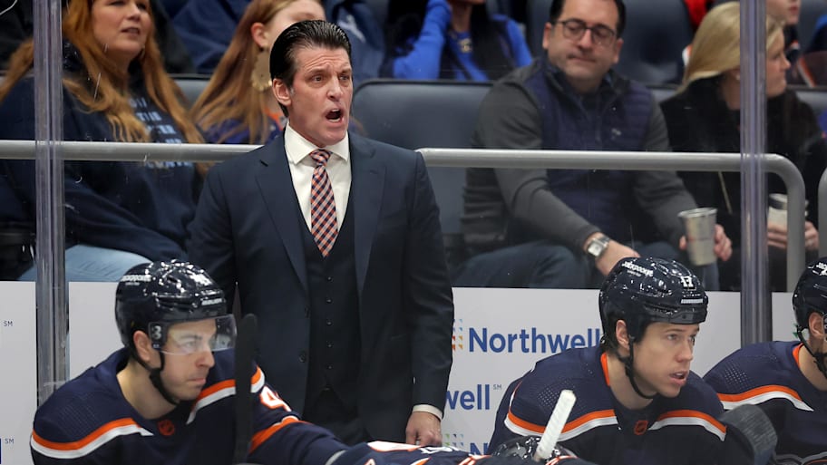 Lane Lambert coaches against the Hurricanes. | Brad Penner-Imagn Images