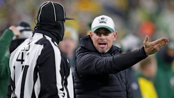 The Green Bay Packers head coach Matt LaFleur complains to an official on a non call in the fourth quarter during their football game Thursday, November 28, 2024, at Lambeau Field in Green Bay, Wisconsin. 
Dan Powers/USA TODAY NETWORK-Wisconsin.