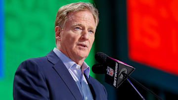 NFL Commissioner Roger Goodell welcomes fans to the 2025 NFL Draft before the first round on Thursday, April 24, 2025, at Lambeau Field in Green Bay, Wisconsin. The draft runs through April 26.
Tork Mason/USA TODAY NETWORK-Wisconsin