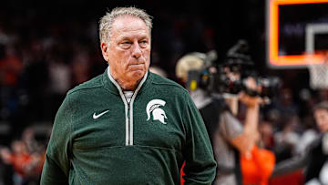 Michigan State head coach Tom Izzo exits the court after 70-64 loss to Auburn at the Elite Eight round of NCAA tournament at State Farm Arena in Atlanta, Ga. on Sunday, March 30, 2025.
