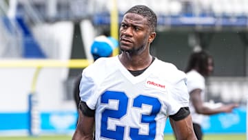 Detroit Lions cornerback Rock Ya-Sin (23) walks off the field after practice during training camp at Meijer Performance Center in Allen Park on Sunday, July 20, 2025.