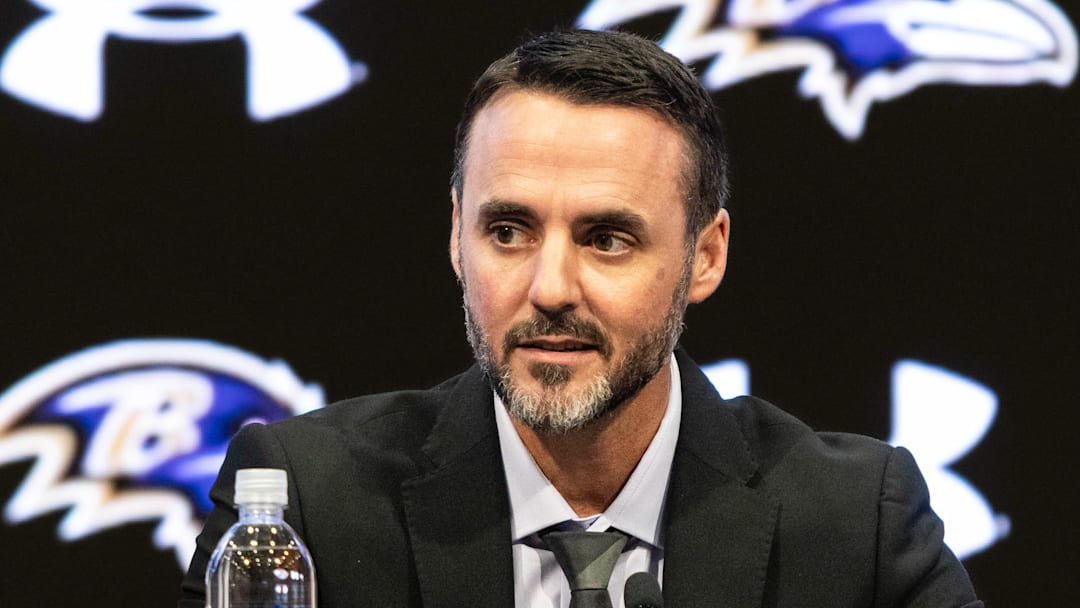 Jan 29, 2026; Owings Mills, MD, USA; Jesse Minter at press conference at Under Armour Performance Center. Mandatory Credit: Lexi Thompson-Imagn Images