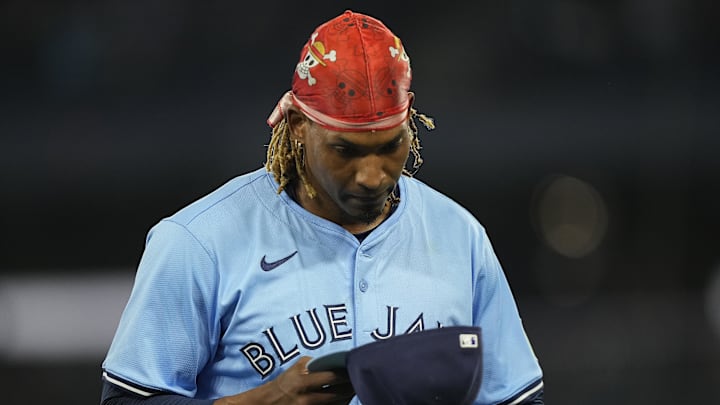 May 29, 2025; Toronto, Ontario, CAN; Toronto Blue Jays pitcher Jose Urena (48) comes of the field at the end of the eighth inning against the Athletics at Rogers Centre. Mandatory Credit: John E. Sokolowski-Imagn Images