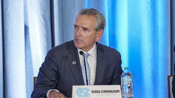 Dec 12, 2024; Chapel Hill, NC, USA; North Carolina athletic director Bubba Cunningham at Loudermilk Center for Excellence. Mandatory Credit: Jim Dedmon-Imagn Images