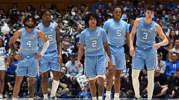 Mar 9, 2024; Durham, North Carolina, USA; North Carolina Tar Heels players RJ Davis (4) Harrison