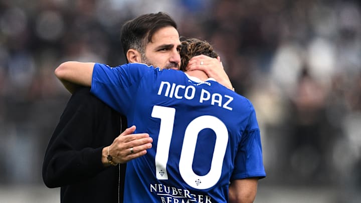 Cesc Fabregas et Nico Paz lors de Como - Juventus. Cesc Fabregas et Nico Paz lors de Como - Juventus.