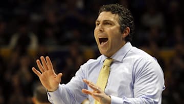Former Georgia Tech Yellow Jackets head coach Josh Pastner reacts on the sidelines against the Pittsburgh Panthers during the first half at the Petersen Events Center. 