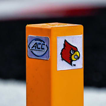 A pylon at L&N Stadium during Louisville's spring game.