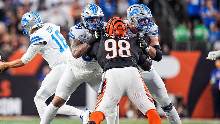 Bengals defensive tackle T.J. Slaton vs the Detroit Lions in 2025. 