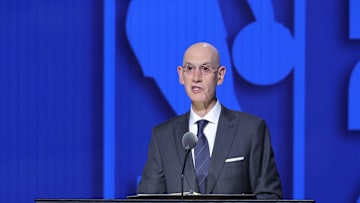 Jun 25, 2025; Brooklyn, NY, USA; NBA commissioner Adam Silver speaks during the 2025 NBA Draft at Barclays Center. Mandatory Credit: Brad Penner-Imagn Images