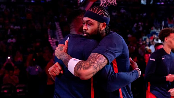 Apr 16, 2024; New Orleans, Louisiana, USA; New Orleans Pelicans forward Brandon Ingram (14) is introduced before the game against the Los Angeles Lakers in a play-in game of the 2024 NBA playoffs at Smoothie King Center.