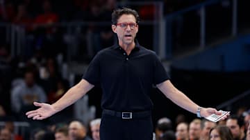 Atlanta Hawks head coach Quin Snyder reacts against the Indiana Pacers.