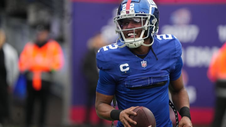 East Rutherford, NJ     December 31, 2023 -- Adoree' Jackson of the Giants on the field during pre game warm ups. The New York Giants host the Los Angeles Rams on December 31, 2023 at at MetLife Stadium in East Rutherford, NJ.