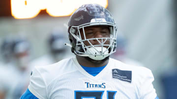 Defensive lineman Keondre Coburn (91) runs through drills during the Tennessee Titans mandatory mini-camp at Ascension Saint Thomas Sports Park in Nashville, Tenn., Tuesday, June 4, 2024.