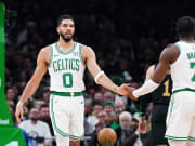 Boston Celtics forward Jayson Tatum and guard Jaylen Brown