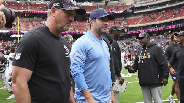 Tennessee Titans head coach Brian Callahan walks off the field after the game against the Houston Texans