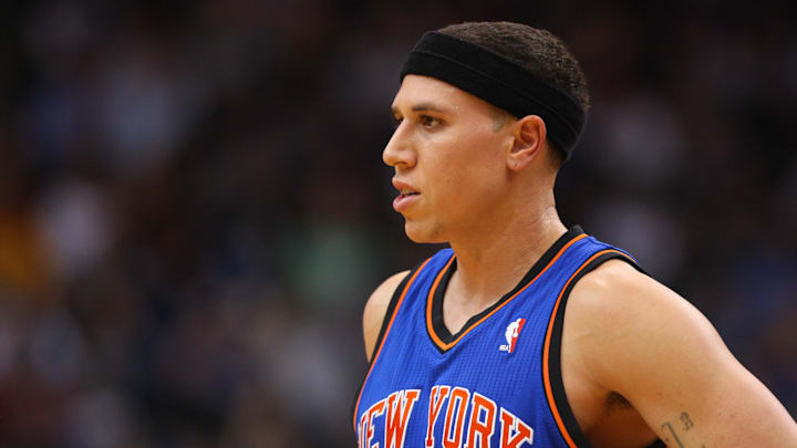 Feb 11, 2012; Minneapolis, MN, USA; New York Knicks guard Mike Bibby (20) against the Minnesota Timberwolves at the Target Center. The Knicks defeated the Timberwolves 100-98. Mandatory Credit: Brace Hemmelgarn-Imagn Images