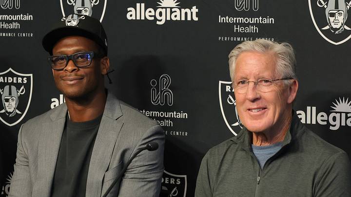 Geno Smith and Pete Carroll with the Raiders