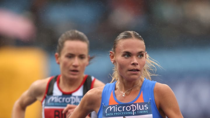 Elise Thorner and Elizabeth Bird compete in the 3,000-meter steeplechase, where they would edge Sarah Tait out for an Olympic spot