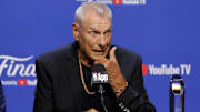 Jun 8, 2025; Oklahoma City, Oklahoma, USA; former general manager Don Nelson speaks to the media before game two between the Oklahoma City Thunder and the Indiana Pacers in the 2025 NBA Finals at Paycom Center. Mandatory Credit: Alonzo Adams-Imagn Images
