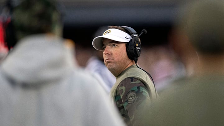 Missouri head coach Eli Drinkwitz during the NCAA college football game against Tennessee on Saturday, November 11, 2023 in Columbia, MO.