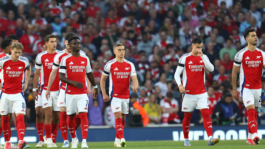 Arsenal players against Paris Saint-Germain in the Champions League