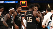 Mar 24, 2024; Memphis, TN, USA; Texas A&M Aggies forward Henry Coleman III (15) celebrates with