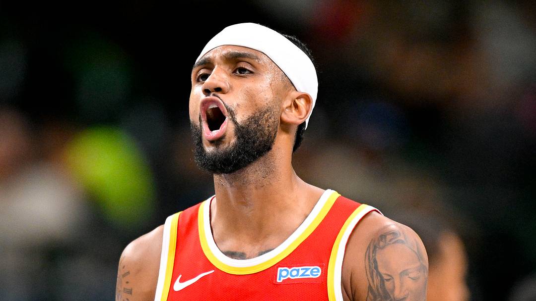Atlanta Hawks guard Nickeil Alexander-Walker (7) reacts against the Mavericks at American Airlines Center on Oct. 16, 2026.