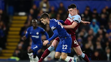 Declan Rice di pertandingan vs Chelsea