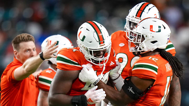 Oct 21, 2023; Miami Gardens, Florida, USA; Miami Hurricanes defensive lineman Rueben Bain Jr. (44)