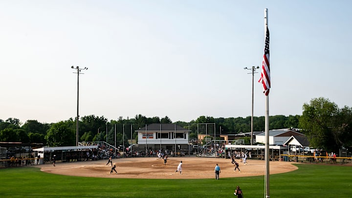A general view from center field during a high school softball game between Iowa City Regina and Solon, Wednesday, June 14, 2023, at the Solon Recreation and Nature Area in Solon, Iowa.