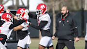 Rutgers defensive coordinator Joe Harasymiak during the workout as Rutgers held practice this morning at their football practice facility in Piscataway, NJ on March 8, 2022.

Rutgers Held Practice This Morning At Their Football Practice Facility In Piscataway Nj On March 8 2022