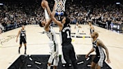 Jan 4, 2024; San Antonio, Texas, USA; Milwaukee Bucks forward Giannis Antetokounmpo (34) shoots over San Antonio Spurs forward Victor Wembanyama (1) during the second half at Frost Bank Center. Mandatory Credit: Scott Wachter-Imagn Images